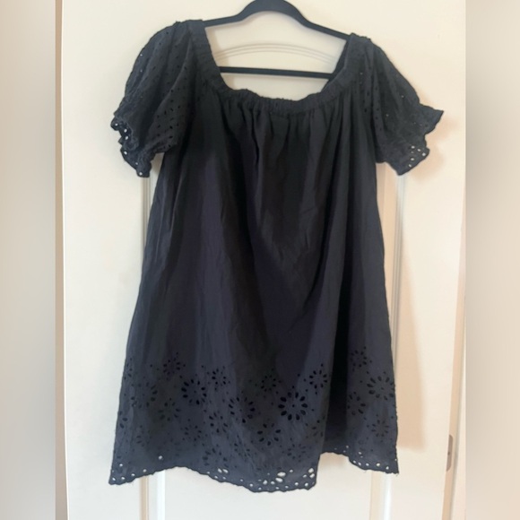 Umgee designer Black Eyelet Women's Mini Dress Off the Shoulder Size Small - Picture 5 of 16